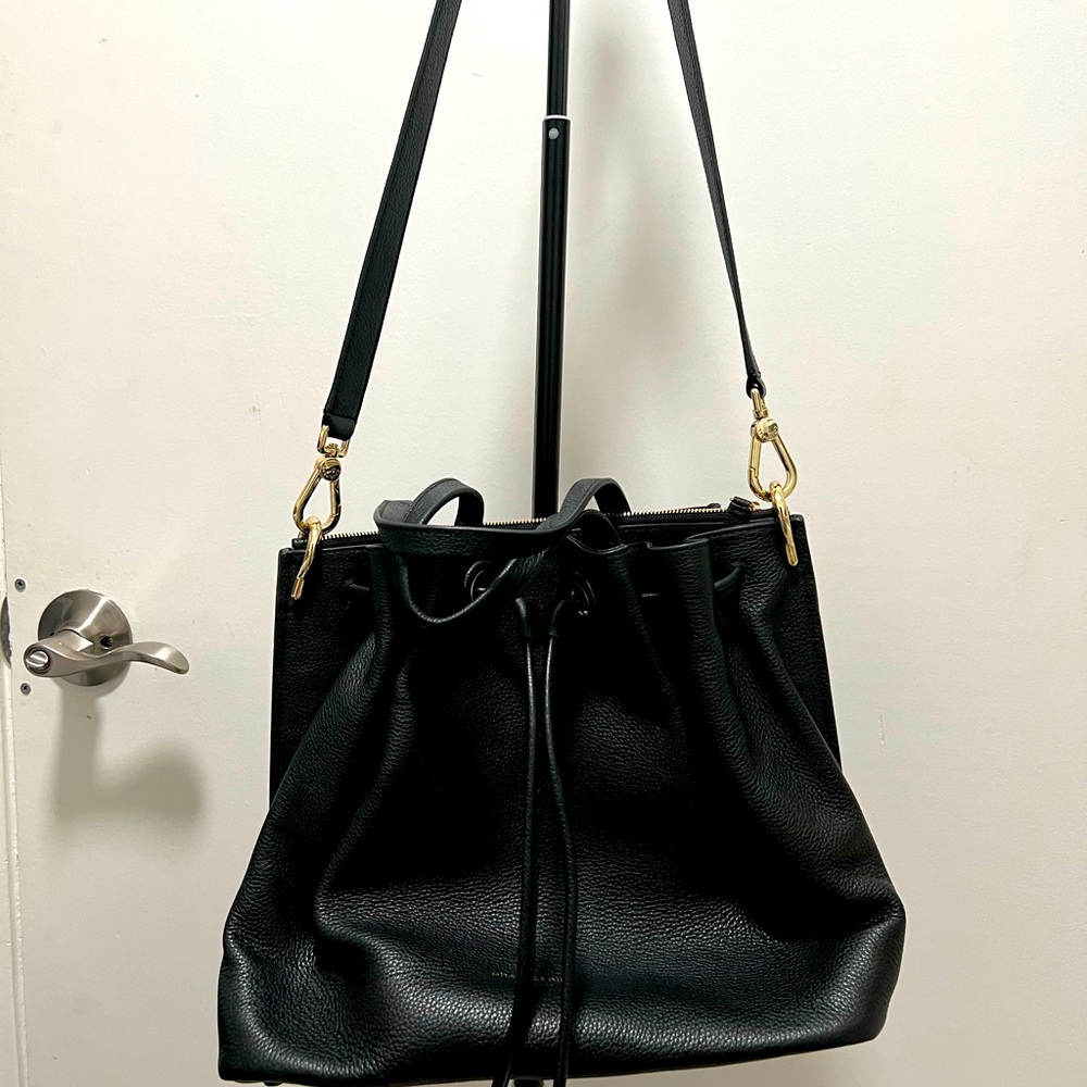 Black Leather Shoulder Bucket Bag | Cole Haan